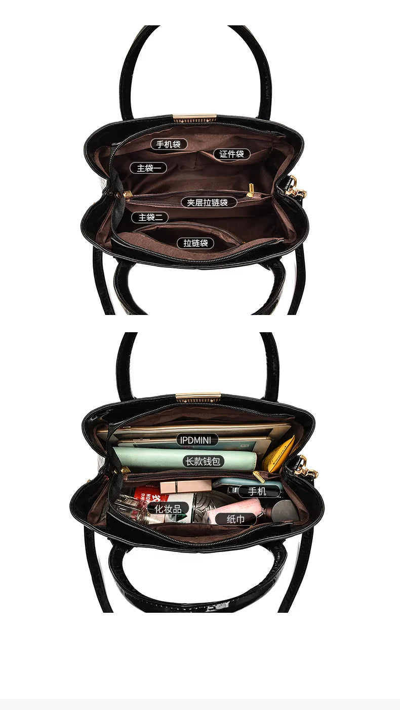 Luxury Designer Shoulder Crossbody Bags for Women Fashion High Quality Bright Leather Ladies Purses and Handbags Wallets Ssc