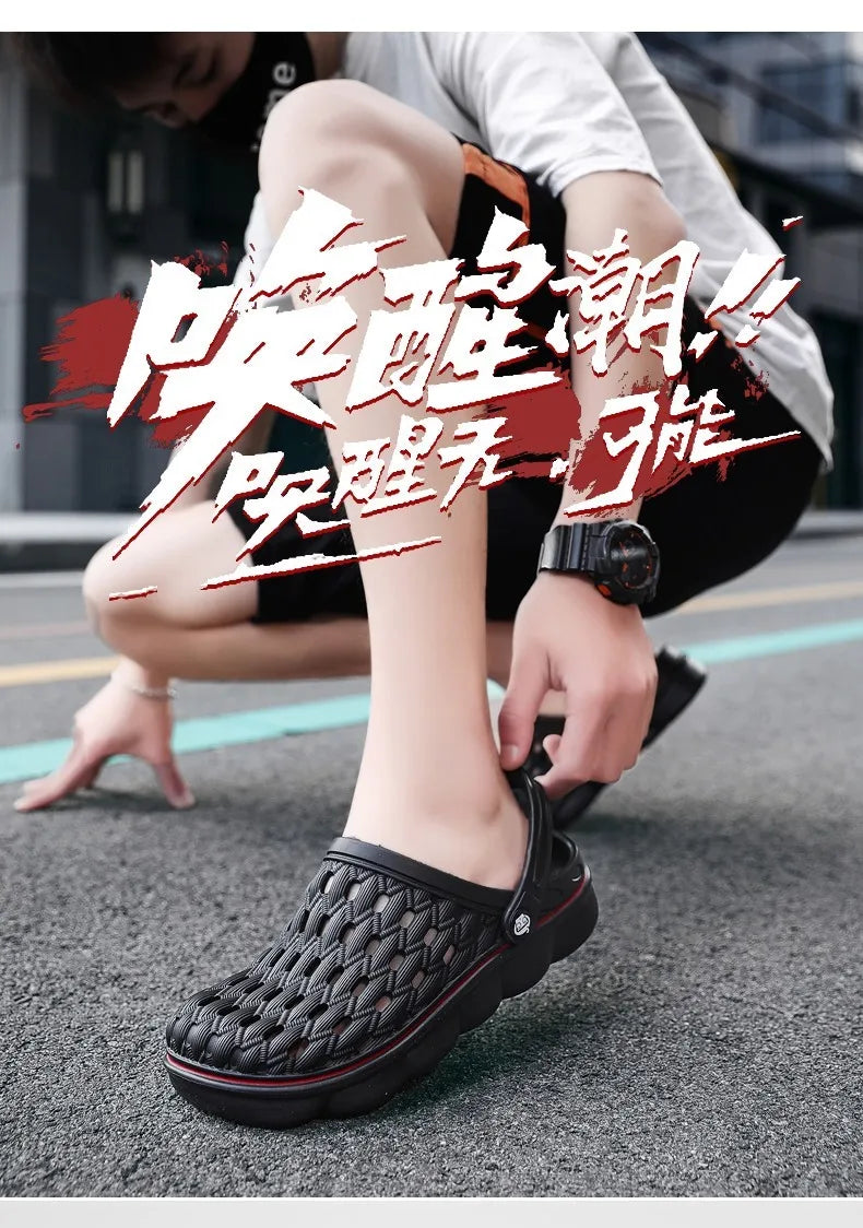 Summer Men's Clogs Sandals Man Home Garden Shoes Comfortable Men Slippers Non-Slip Soft Bottom Flip Flop Sandals Big Size 46 47