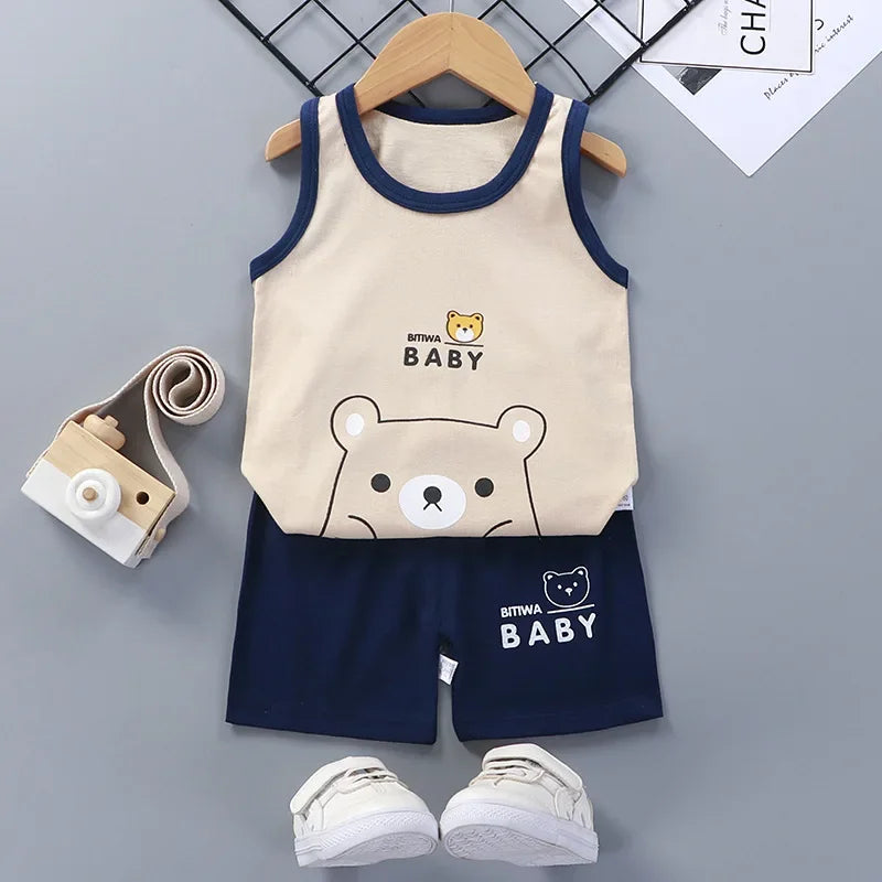 Children Sets Kids Clothes Boys Girls Vest Suit Summer Children's Clothing baby
