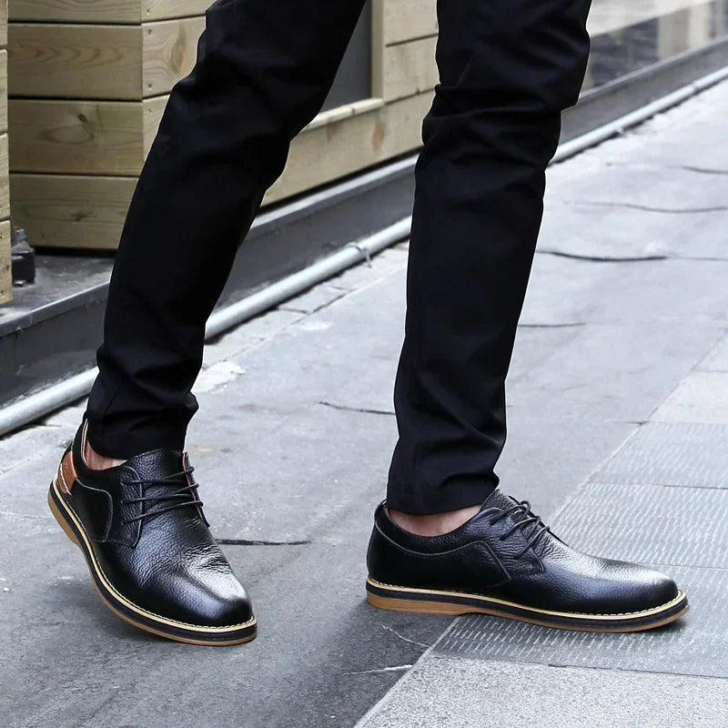 Men’s Genuine Leather Oxford Shoes – Casual Lace-Up Cow Leather (Zapatos Hombre)