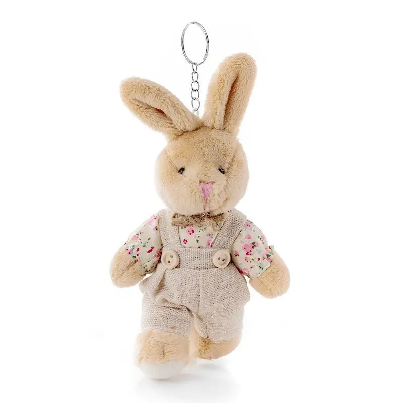 ZAKOL Cute Wear Clothes Bear Plush Toy Cartoon Rabbit Pendant Doll Keychain Backpack Car Bag Decoration Key Ring Girls Gift