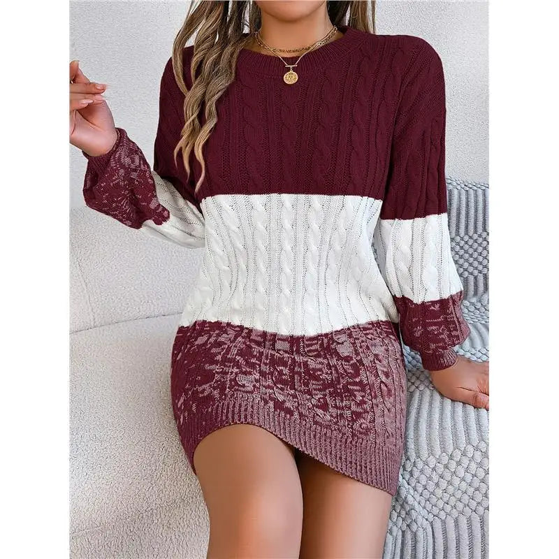 Women’s Colorblock Lantern Sleeve Knit Sweater