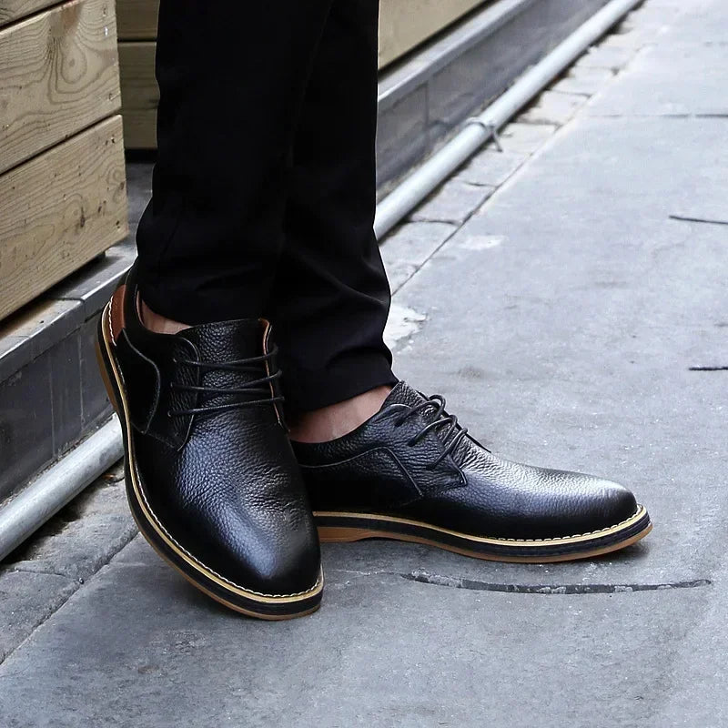 Men’s Genuine Leather Oxford Shoes – Casual Lace-Up Cow Leather (Zapatos Hombre)