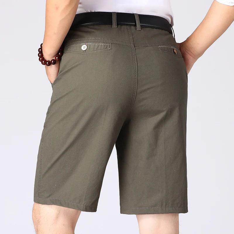 Classic Cotton Board Shorts Knee Length Comfortable Bermuda Shorts Outdoor Beach Shorts Black Khaki