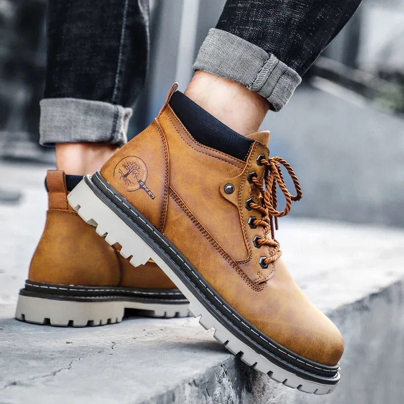 Men’s Chelsea Winter Boots – Guimin PU Ankle Boots with Plush Lining