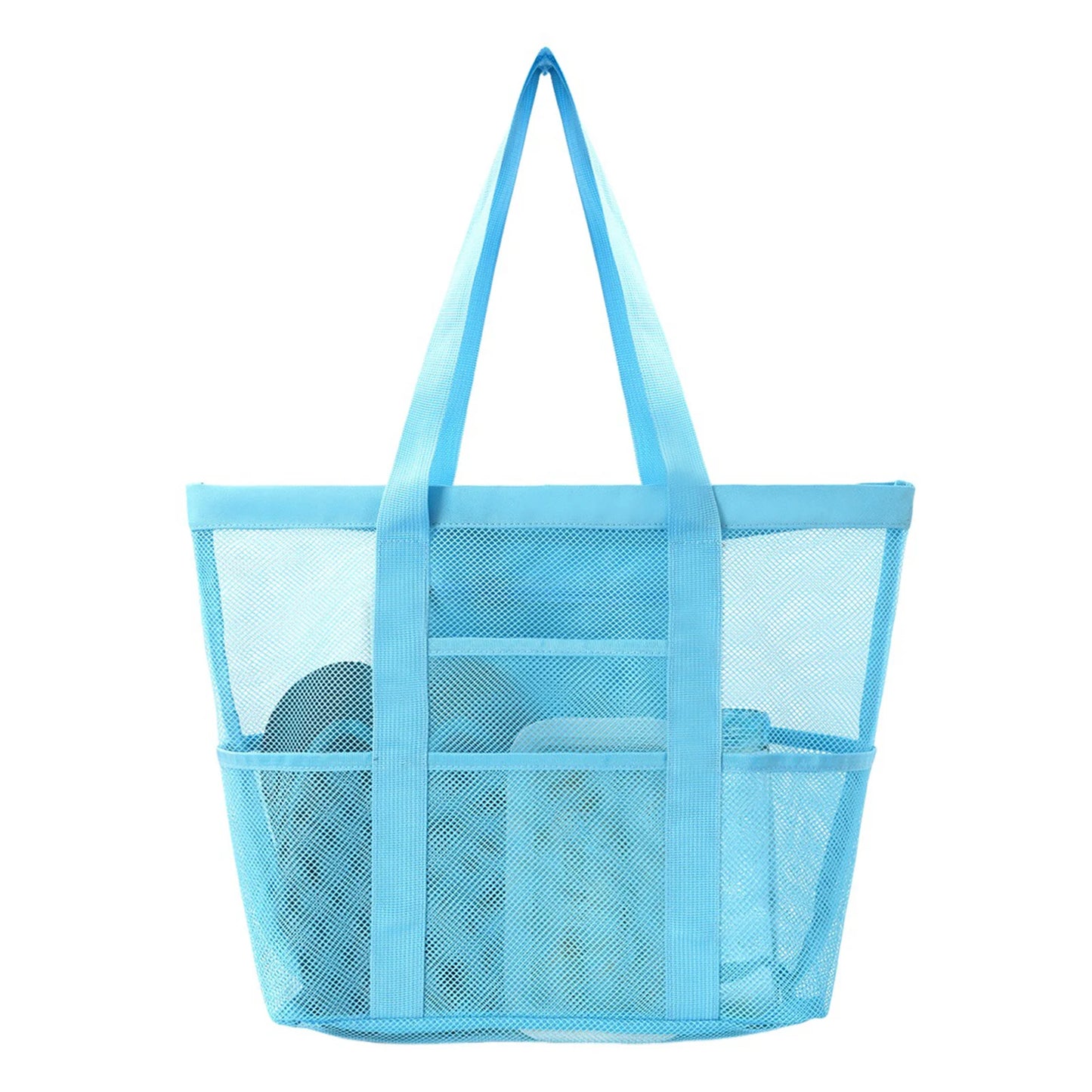 Mesh Beach Bags Beach Tote Bag With Multi Pockets Large Capacity Travel Tote Handbag Swim Pool Bag Multifunctional Storage Bag