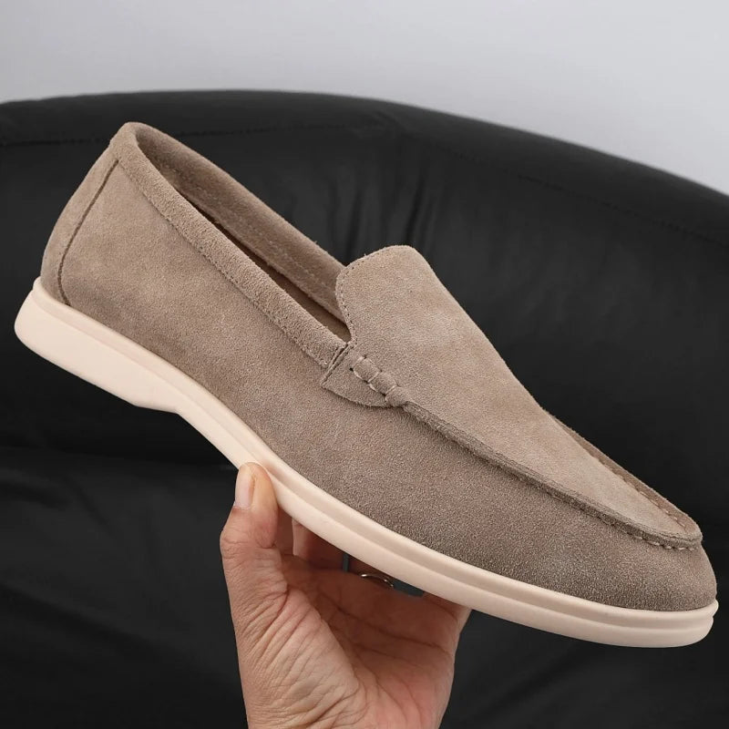 Men’s Suede Leather Loafers 2025 – Casual Slip-On Round Toe Flats