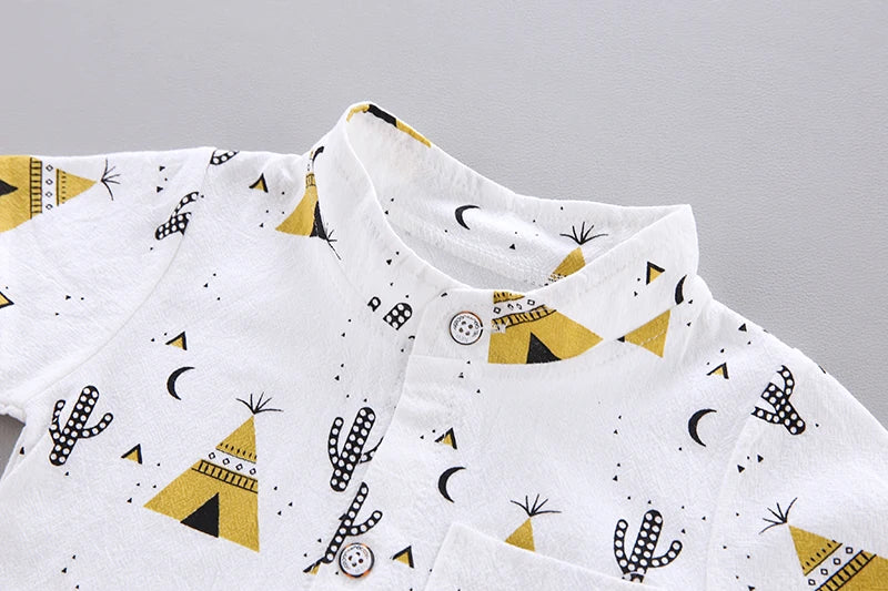 Baby Clothes Cool Pyramid Summer Short-sleeved Shirt Set
