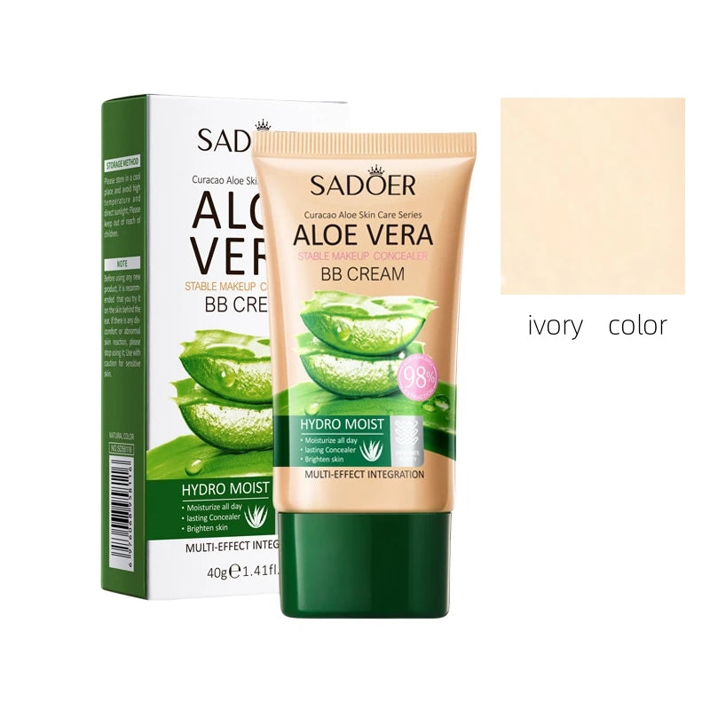 40g Aloe Vera Concealer Bb Cream, Contouring and Beautifying Makeup, Powerful Coverage Without Caking, Delicate Texture, Moisturizes the Skin, Available in Natural Color and Ivory White