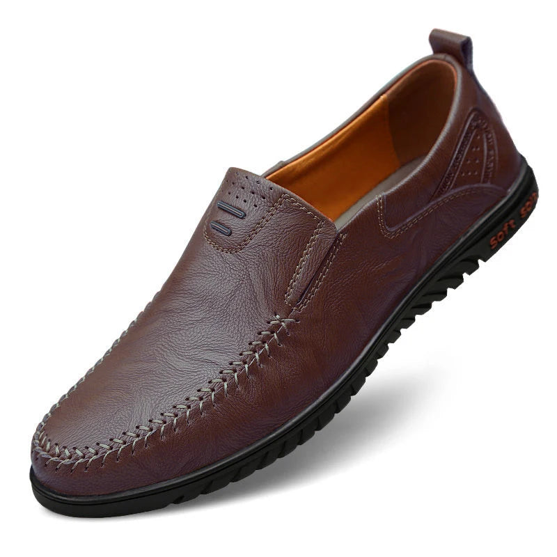 CLOHOO Men's Comfortable Soft-Soled Slip-On Loafers Versatile Casual Business Formal Leather Shoes