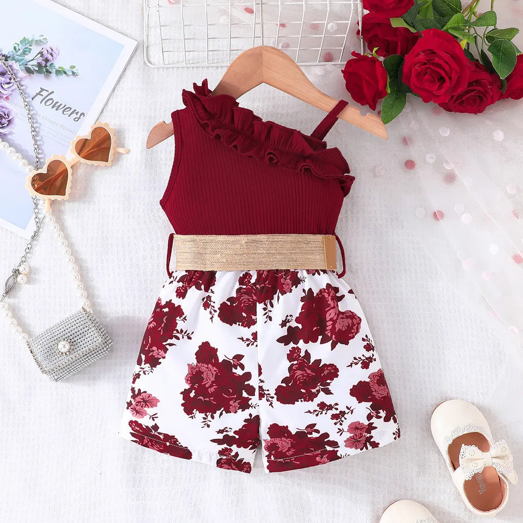Kids Clothes 9 Months to 4 Years old Floral Off Shoulder Onesies