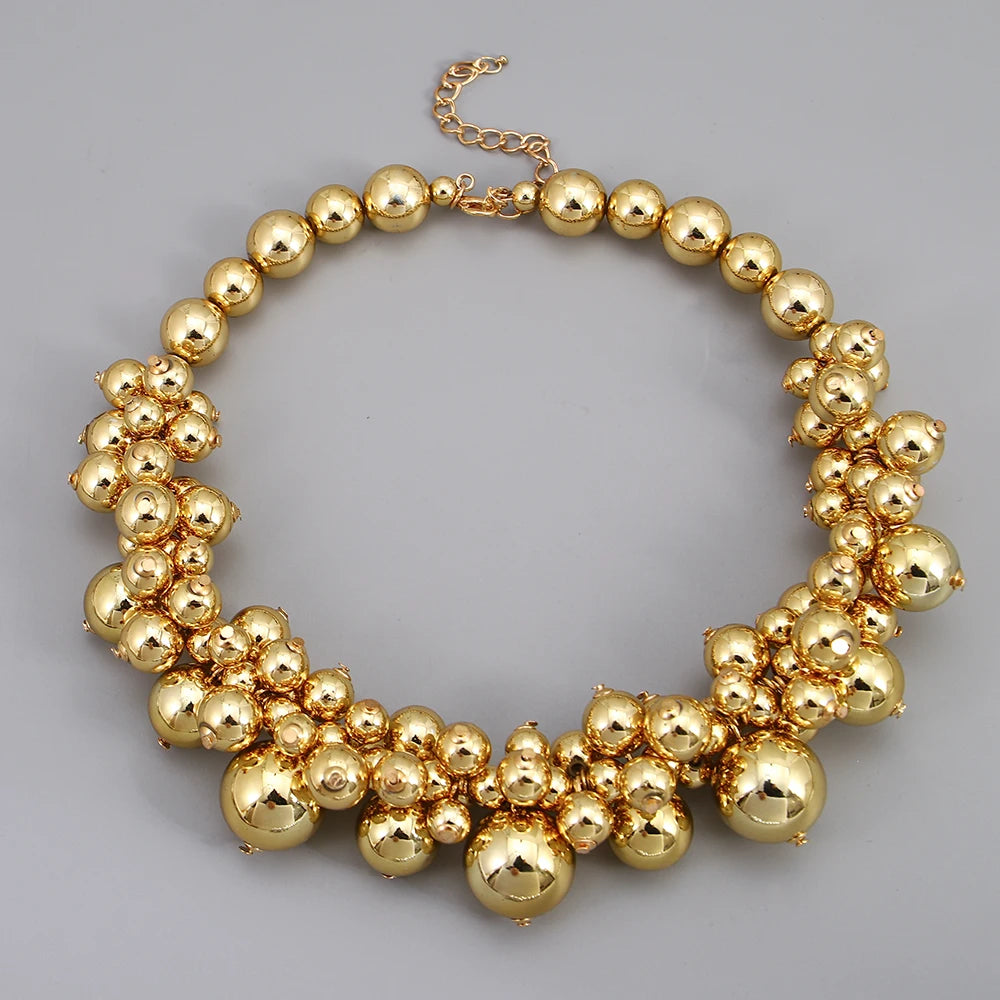 New Style Chic Chunky Imitation Pearl Acrylic Bead Choker Necklaces For Women Elegant Temperament Statement Jewelry Party Gift