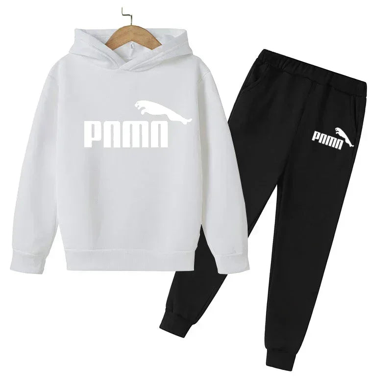 Kids Autumn Spring Trend Letter Print 2pcs Hoodie+Pants Tracksuits 2-13 Years Boys Girls Casual Outfits Children Clothes Sets