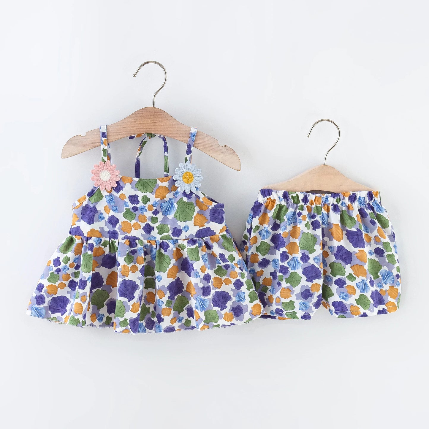 Summer 2-piece/set baby girl suspender set baby girl cartoon colored