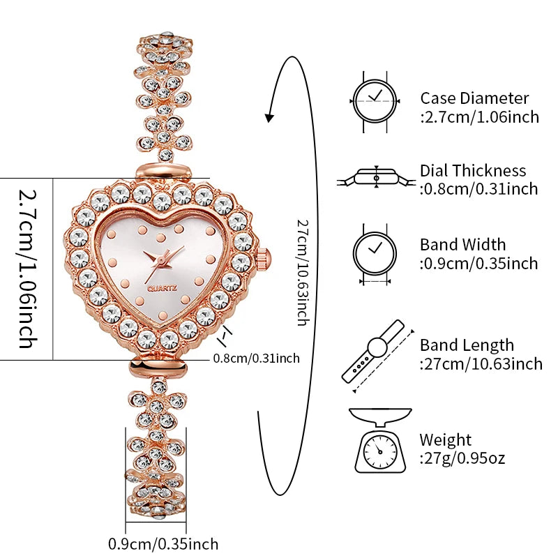Ladies' Fashion And Exquisite Heart-Shaped Dial Quartz Watch for Women(Without Box)
