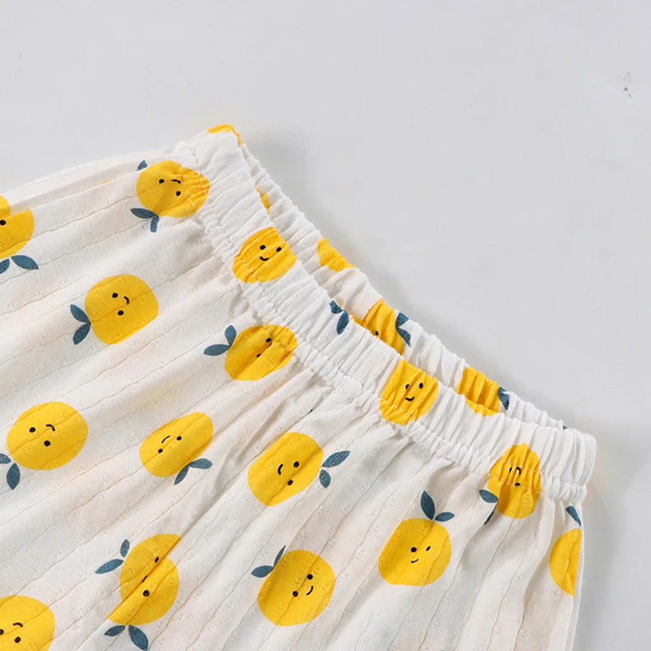 2025 Girl Ruffles Sleepwear Clothing Set Kids Summer Tank Tops Shorts 2 Piece Pajamas