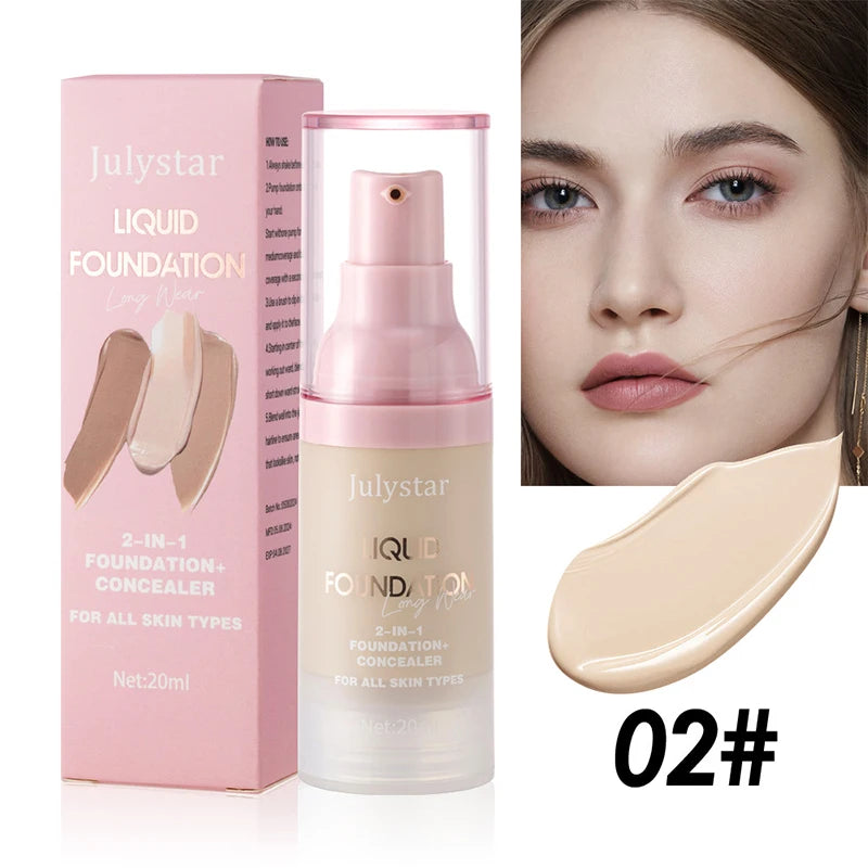 High Coverage Liquid Foundation Tint Oil Control Face Brighten Natural Concealer Waterproof BB Cream Makeup Korean Base Cosmetic