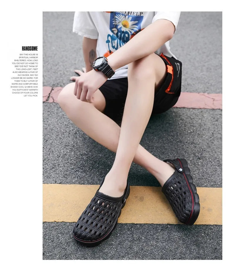 Summer Men's Clogs Sandals Man Home Garden Shoes Comfortable Men Slippers Non-Slip Soft Bottom Flip Flop Sandals Big Size 46 47