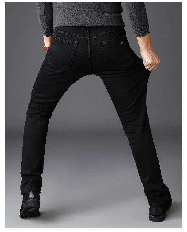 Spring Autumn Men Classic Fashion Brand Jeans Homme Man Soft Stretch Black Biker Masculino Denim Trousers Mens Pants Overalls