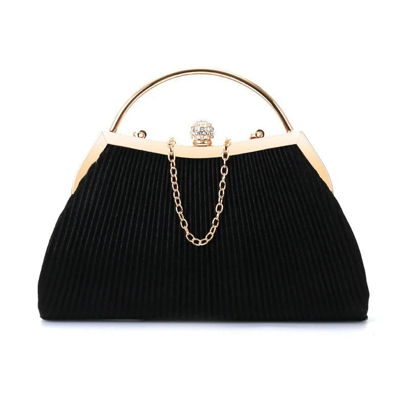 Ladies' Wedding Clutch Bag Cross-border Diamond-encrusted Dinner Bag Folded Metal Handbag Mini Bag