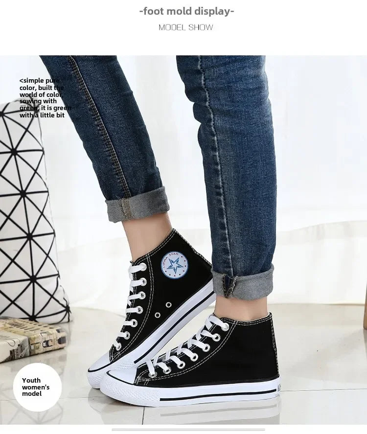 Men’s High-Top Canvas Sneakers – Lace-Up Flat Sole Shoes (A18-B6638)