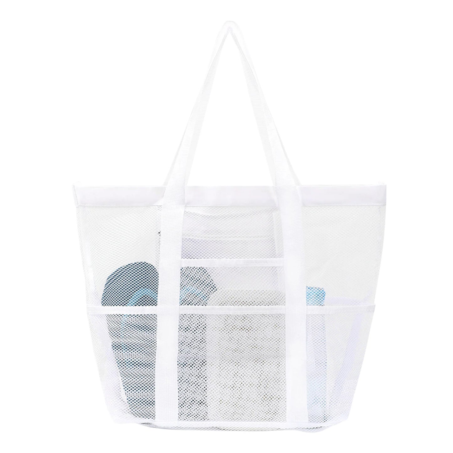 Mesh Beach Bags Beach Tote Bag With Multi Pockets Large Capacity Travel Tote Handbag Swim Pool Bag Multifunctional Storage Bag