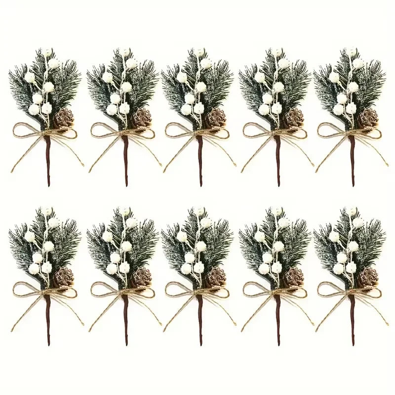 10 Rustic Cedar Branches with Faux Berries And Holly - Durable Plastic Christmas Ornaments, Fireplace Garlands, Vine Decorations