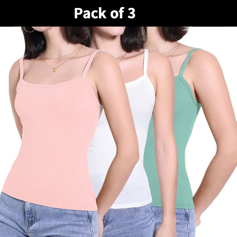 3/6-Pack Korean Style Slim Camisole Tops – Solid Color