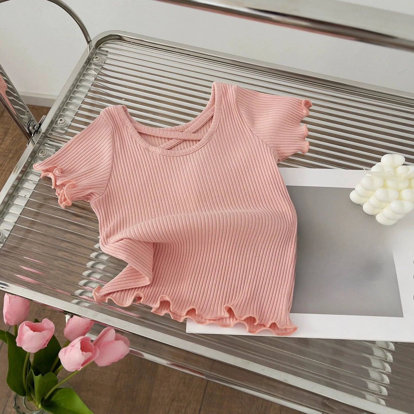 2-8Y Girls' Summer Set 2025 New Baby Girl Shirt+Shorts Korean Fashionable Short Sleeve Kids Flower Pumpkin Pants Two Piece Set