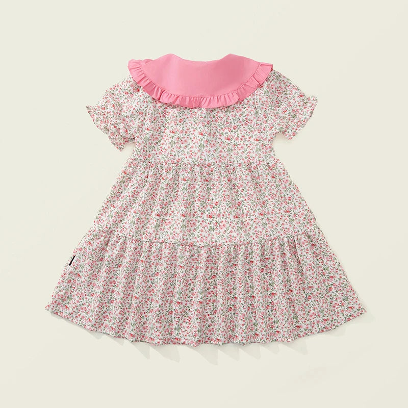 Baby Girls Summer Dress – Floral A-Line with Puff Sleeves, Ages 4–6Y