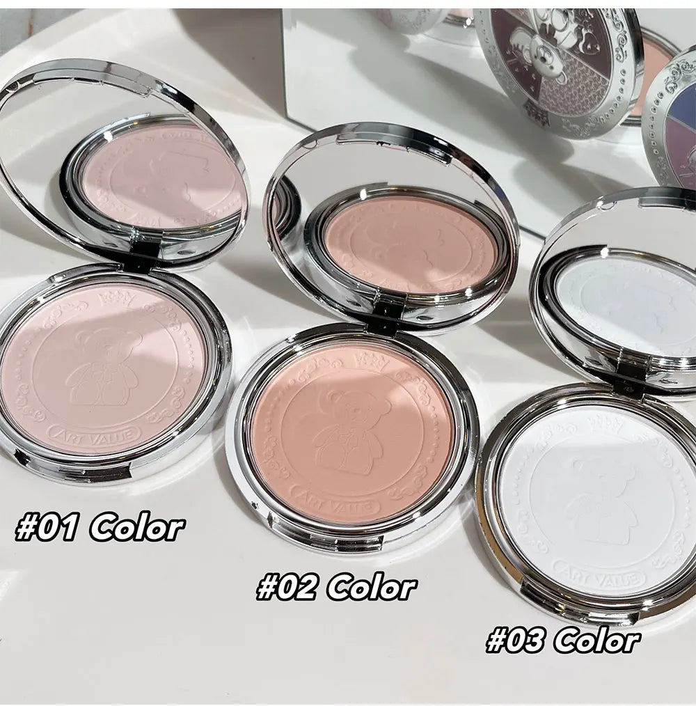 Art Value Bear Knight Soft Focus Pressed Powder Matte Natural Makeup Setting Makeup Brightening Makeup Loose Powder