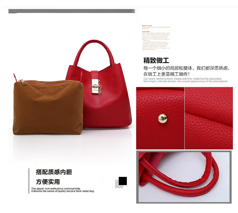 Women’s Large Capacity Shoulder & Crossbody Bag – Lychee Pattern PU Leather Bucket Style | حقيبة كتف وكروس نسائية كبيرة السعة – تصميم دلو من جلد صناعي بنقشة الليتشي