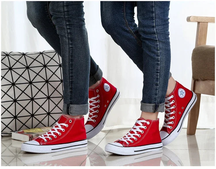 Men’s High-Top Canvas Sneakers – Lace-Up Flat Sole Shoes (A18-B6638)