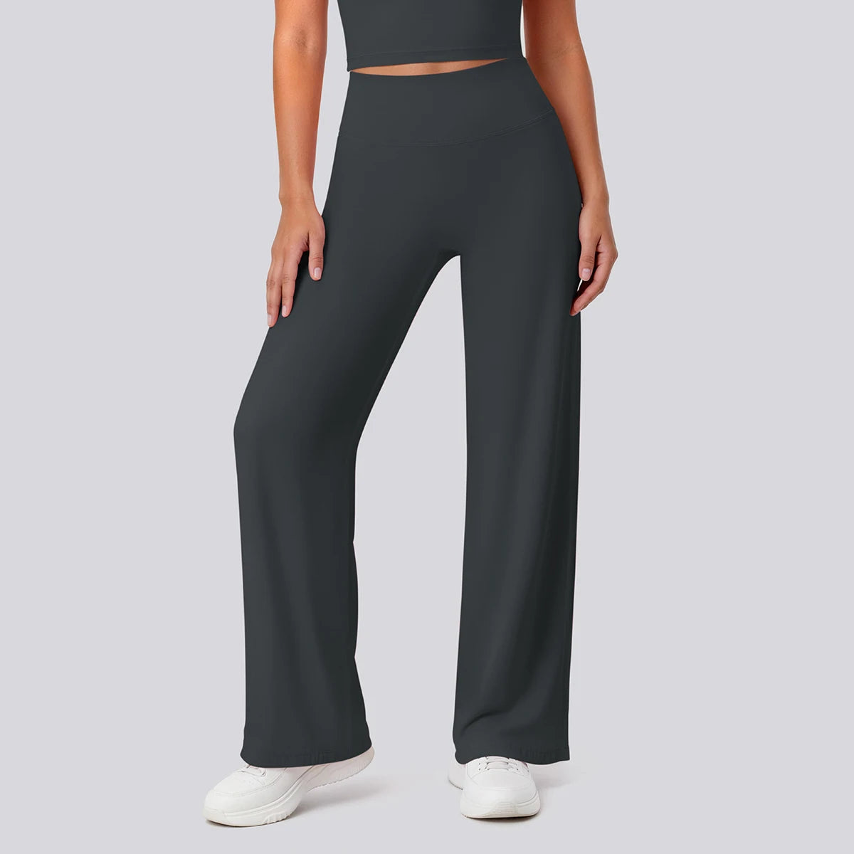 Rooftrellen Women's Sports Pants Bell-bottoms High Waisted Gym Loose Wide Leg Pants Solid Color Thin Fitness Sports Female Pants