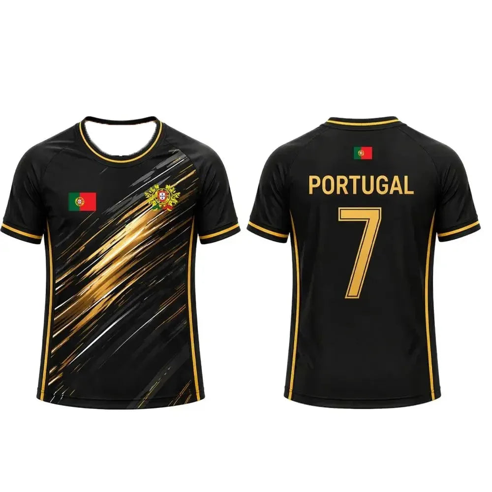 Portugal Soccer Jersey T Shirt Brush Stroke Stripe Print Family Style for Kids Adults Breathable Quick Dry Tee for Training