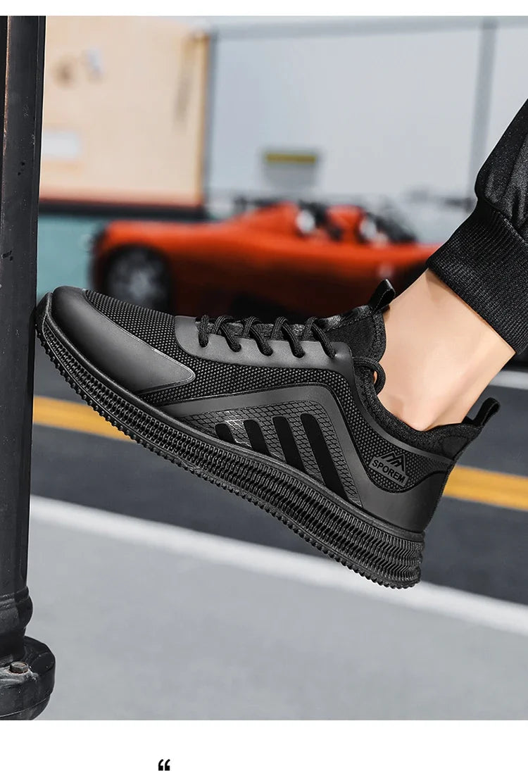 DUTRIEUX Men’s Casual Sneakers – PU Lace-Up Rubber Sole Shoes (C101-AB02)