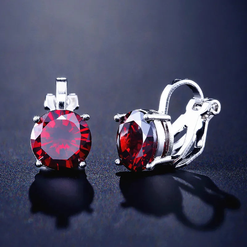 Trendy Round Cubic Zirconia Copper Clip Earrings For Women Gold Color Crystal Metal Earring Party Wedding Daily Jewelry