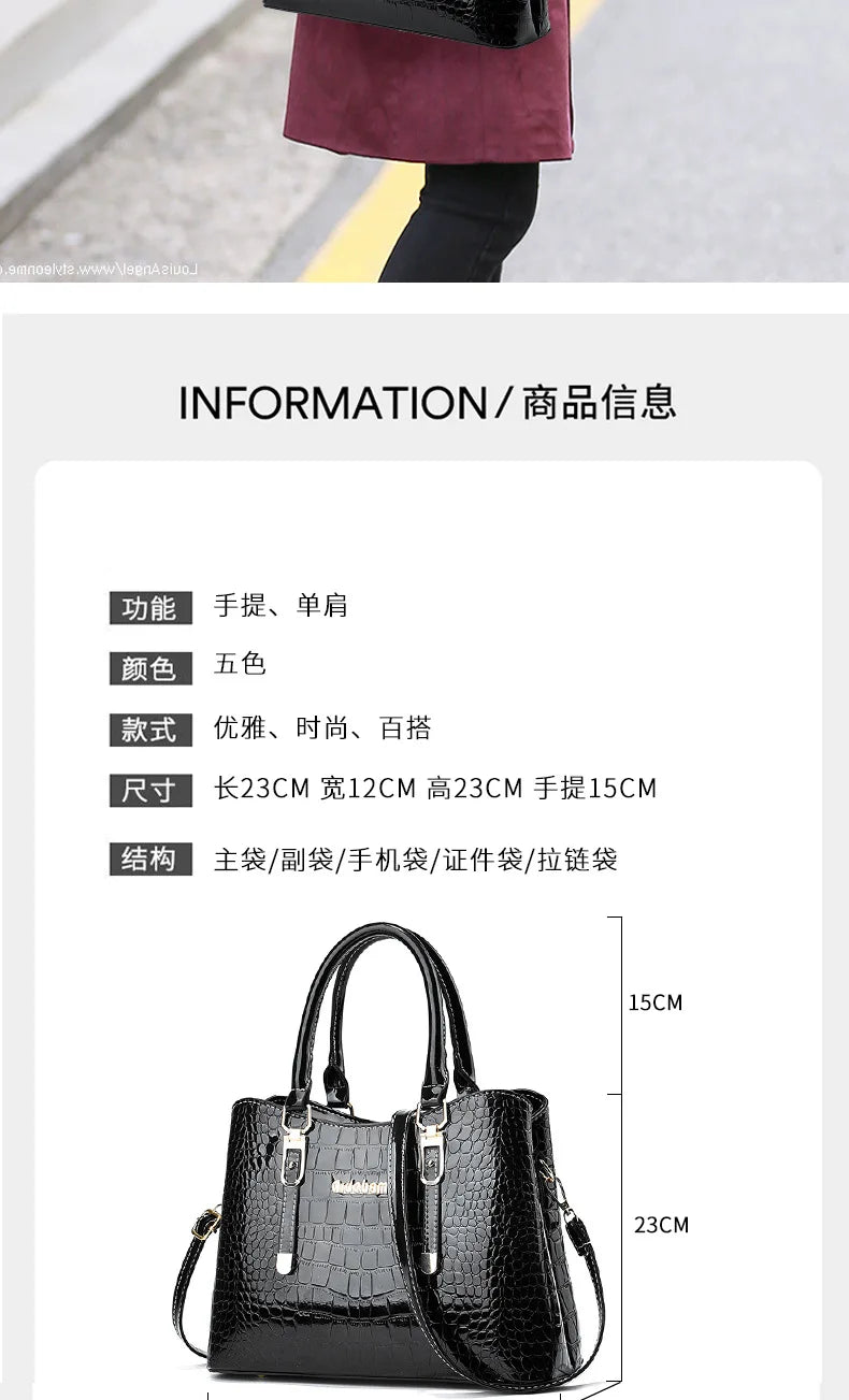 Luxury Bright Leather Handbags Designer Crossbody Bags for Women New Large Capacity Exquisite Ladies Shoulder Messenger Bag