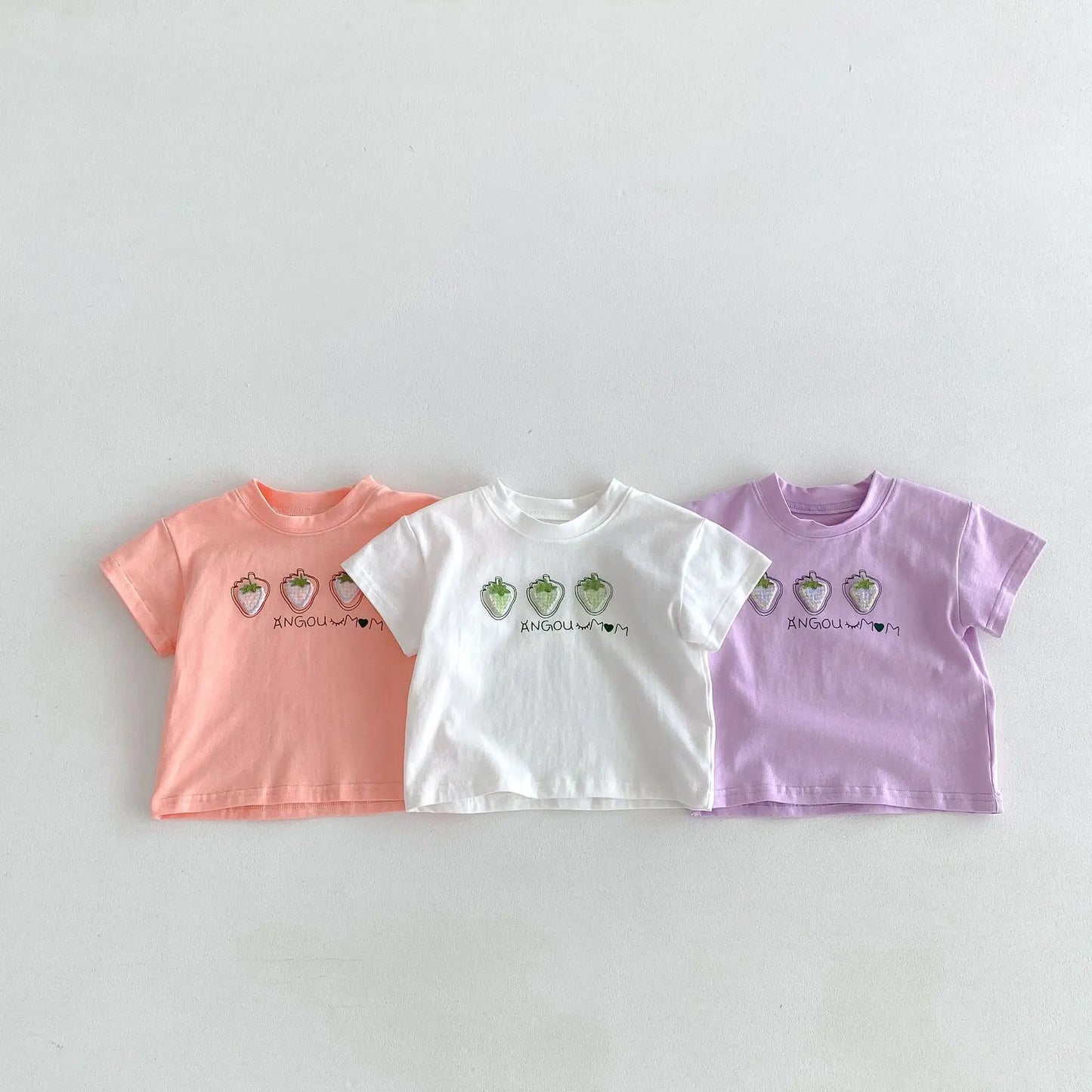 Summer Newborn Infant Baby Boy Girls' Cute Cartoon Strawberries Printing T-Shirt Muslin Perfect For Kids' Fashion Baby Clothing