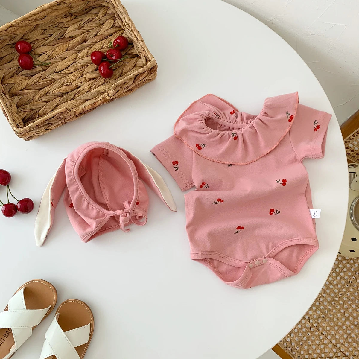 Summer Baby Romper for Girls Newborn Jumpsuit Cherry Cute 0-2 Years Old