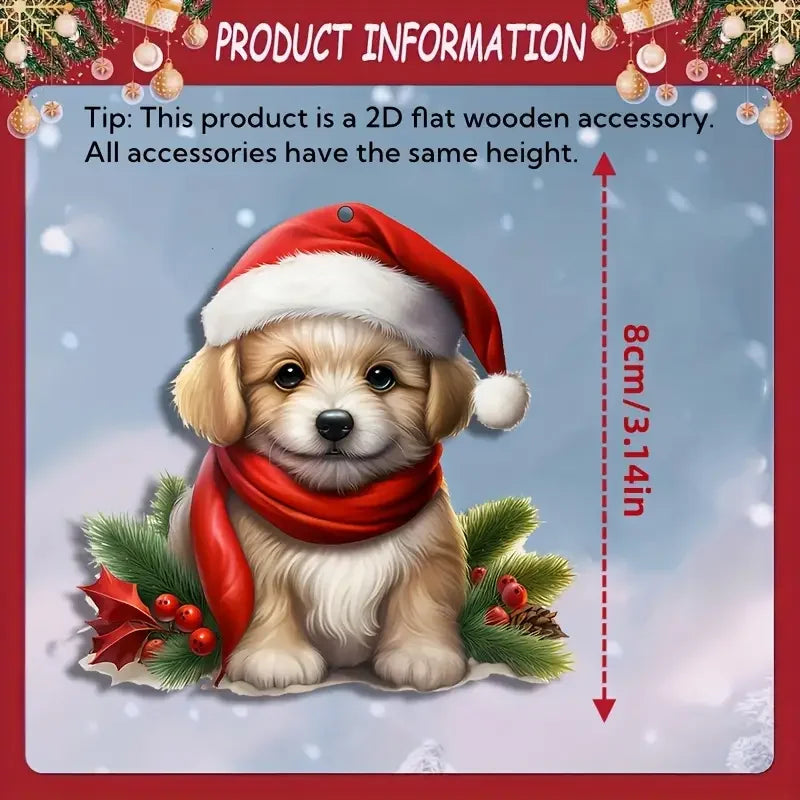 12/24pcs Festive Dog Ornament Charms with Santa Hats & Festive Accessories for Christmas Trees, Perfect Seasonal Gift