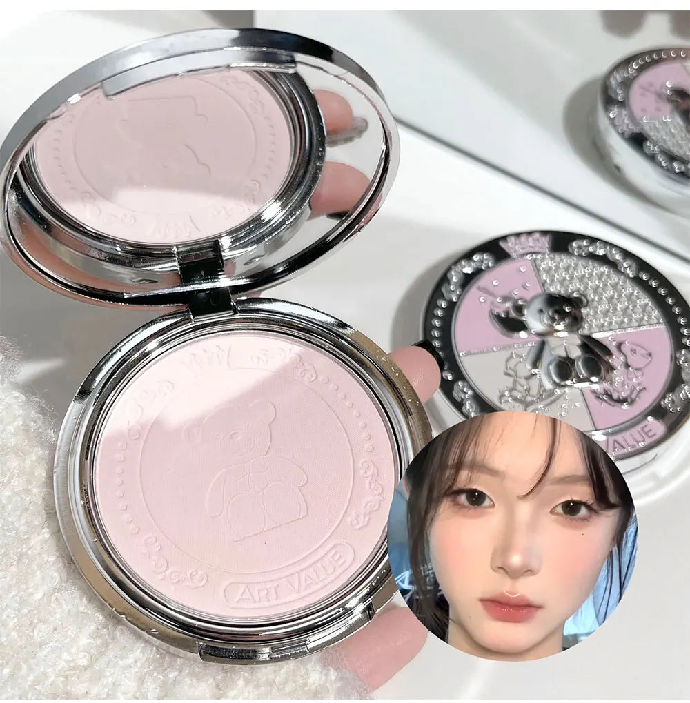 Art Value Bear Knight Soft Focus Pressed Powder Matte Natural Makeup Setting Makeup Brightening Makeup Loose Powder