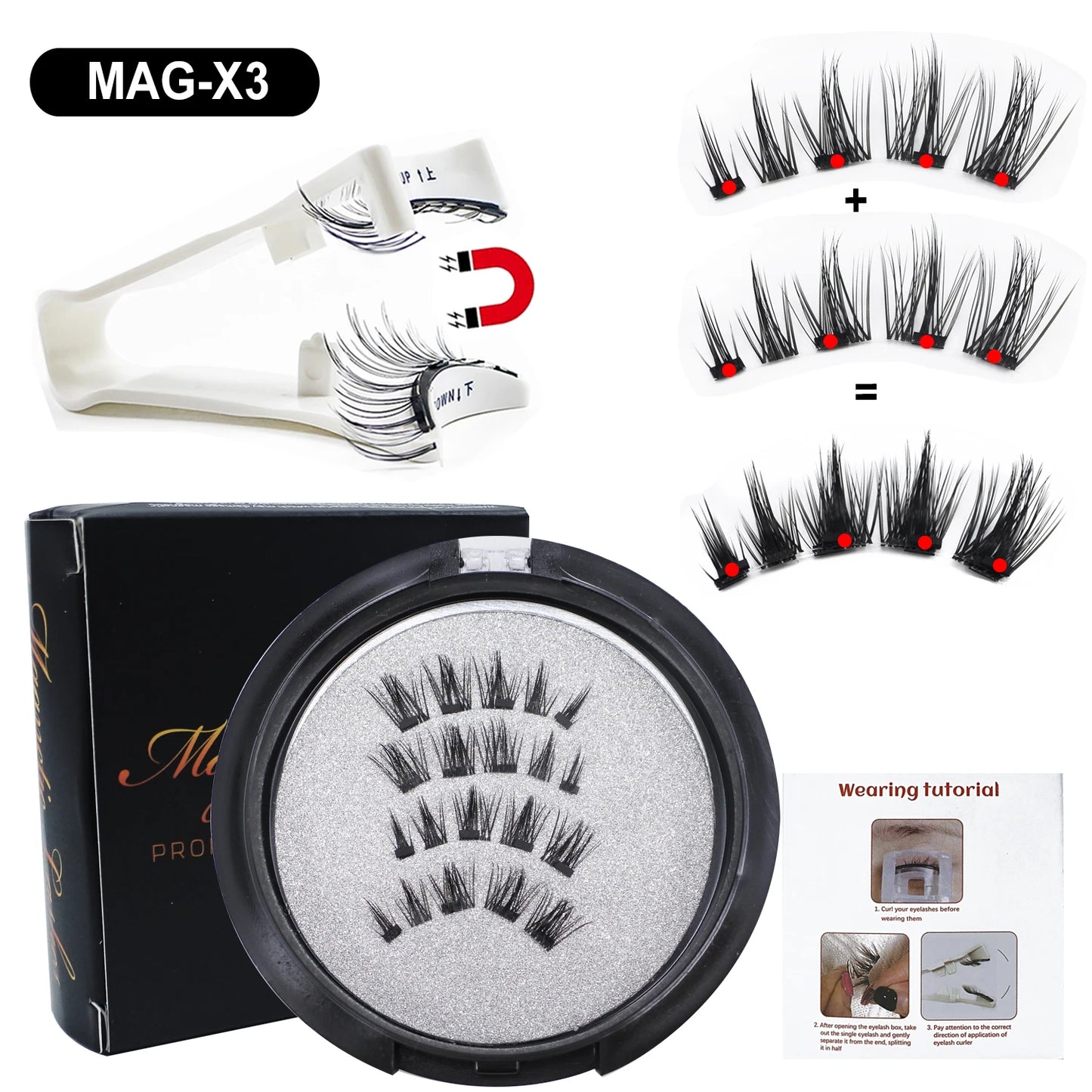 RED SIREN Magnetic Eyelashes With Applicator Reusable Natural Magnetic Lashes Kit No Glue Needed Soft Clear Band False Eyelashes