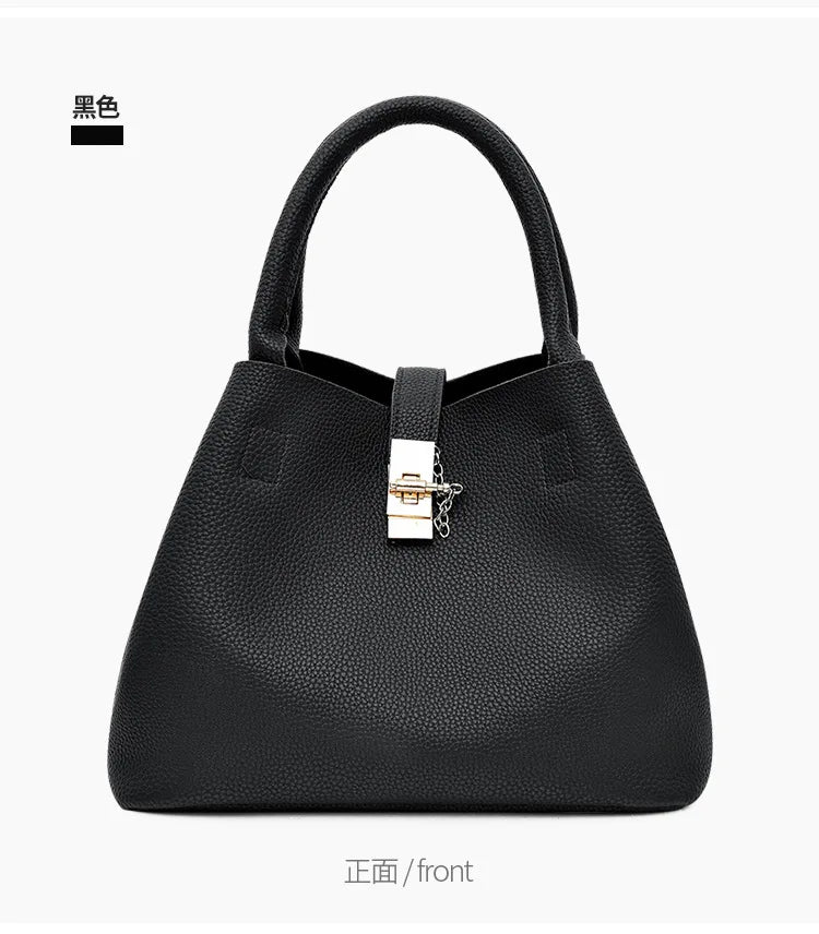 Women’s Large Capacity Shoulder & Crossbody Bag – Lychee Pattern PU Leather Bucket Style | حقيبة كتف وكروس نسائية كبيرة السعة – تصميم دلو من جلد صناعي بنقشة الليتشي