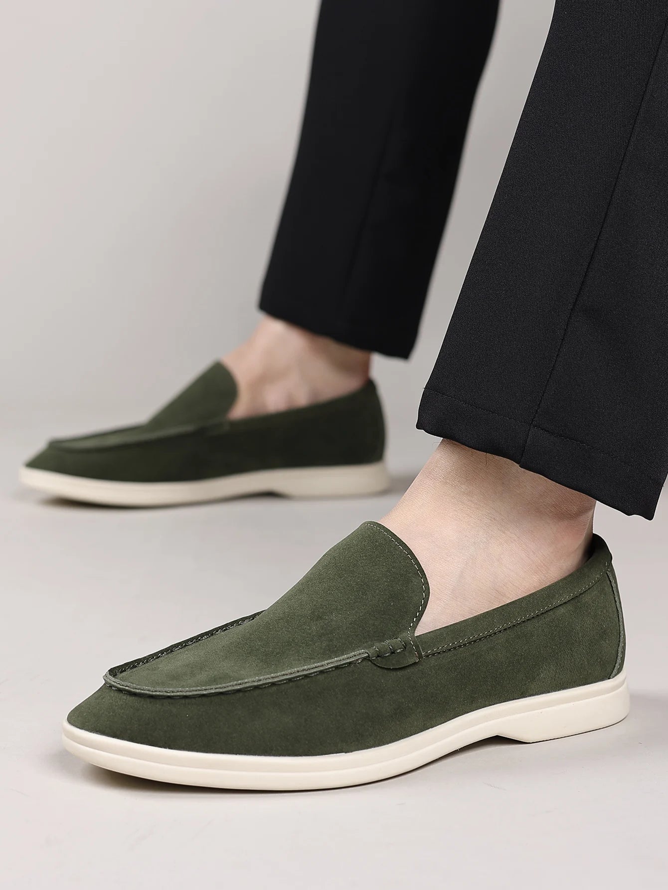 Men’s Leather Loafers 3205 – Square Toe Slip-On Casual Shoes