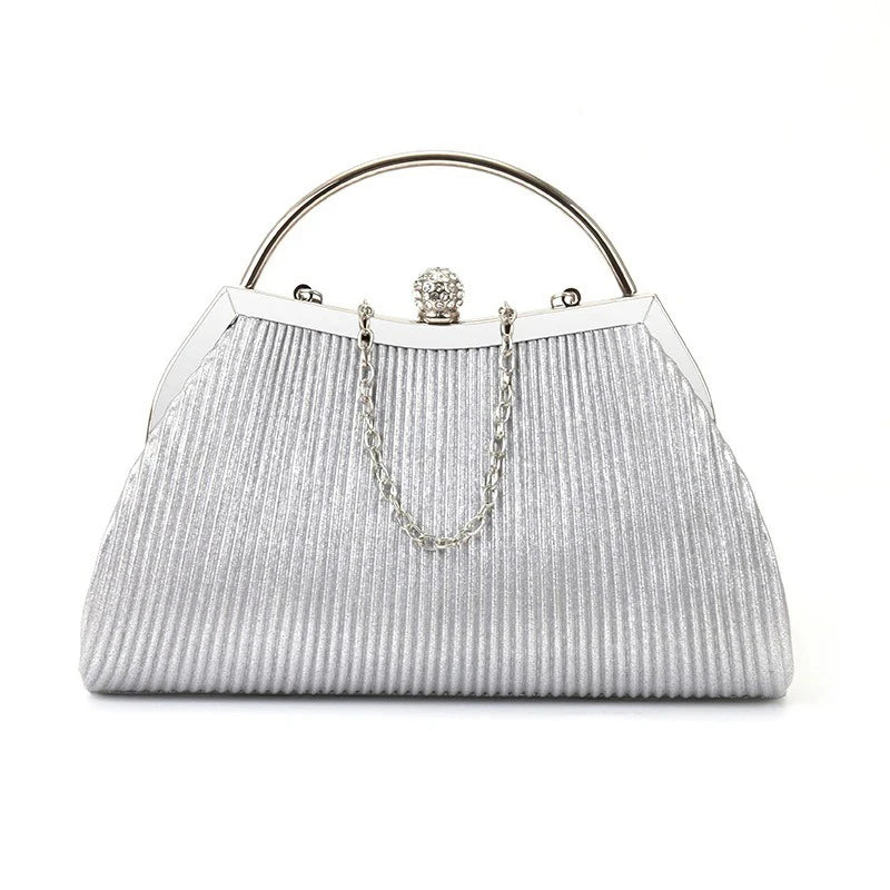 Ladies' Wedding Clutch Bag Cross-border Diamond-encrusted Dinner Bag Folded Metal Handbag Mini Bag