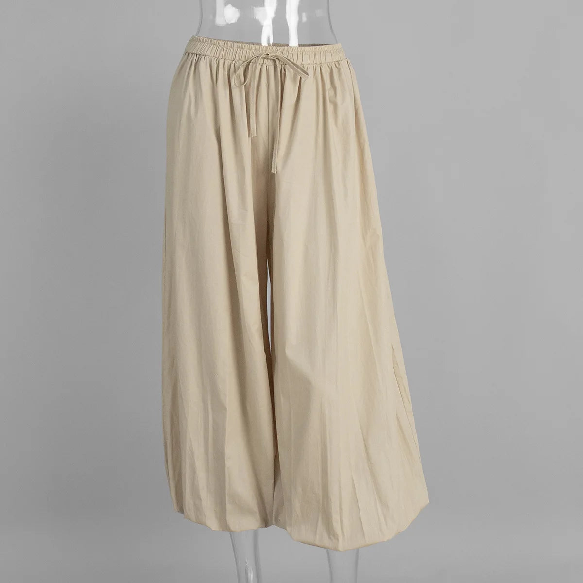 Y2k Fashion Pocket Bloomers Female Trousers Wide Leg Women Pants Pleated Loose High Waist Patchwork Bandage Streetwear