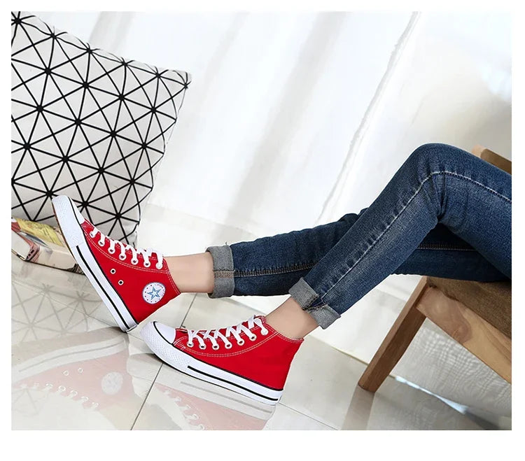 Men’s High-Top Canvas Sneakers – Lace-Up Flat Sole Shoes (A18-B6638)