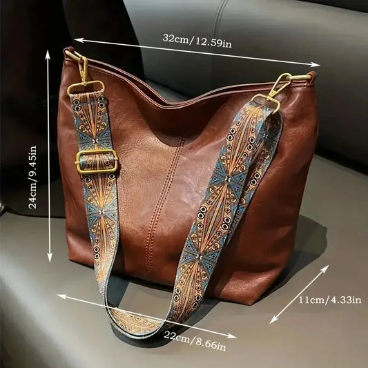 New high-end texture retro handbag bucket bag for men and women, large capacity crossbody bag