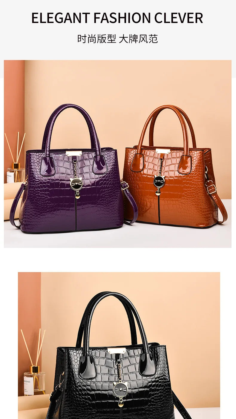 2025 new High End Bright Leather Women's Bag Luxury Designer Female Crossbody Messenger Bag Fashion Branded Shoulder Bags Sac